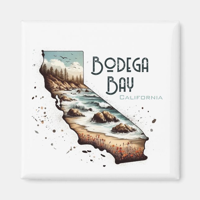 Imán Regalo de recuerdo de Bodega Bay California (Frente)