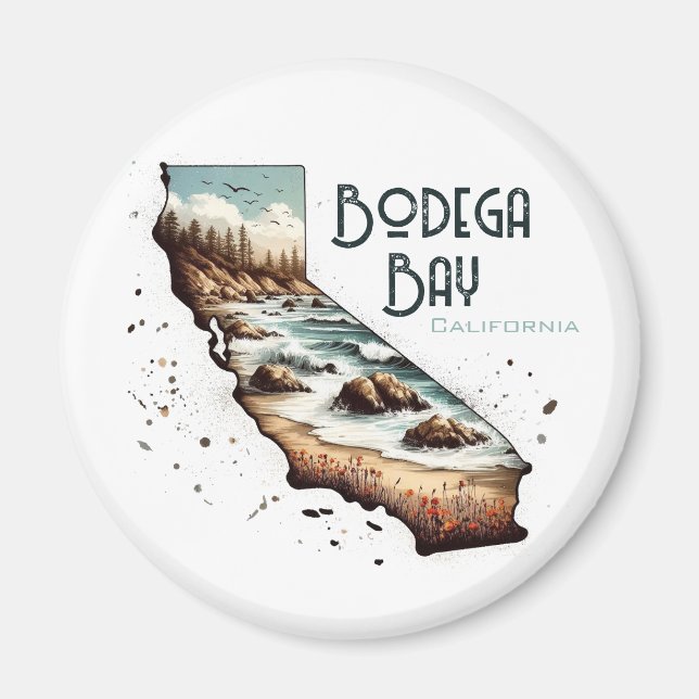Imán Regalo de recuerdo de Bodega Bay California (Frente)