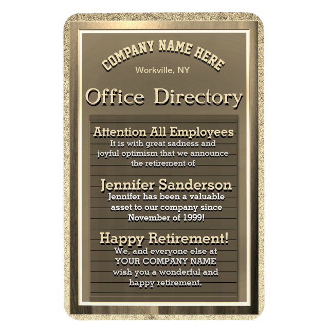 Imán Regalo de retiro de Rótulo dorado de época (Vertical)