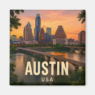 Imán Regalo de viaje a la ciudad waterfront de Austin T