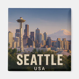 Imán ☕ Regalo de viaje a Seattle Pacífico Noroeste ☕