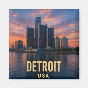 Imán Regalo de viaje al frente del lago de Detroit Mich