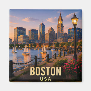 Imán Regalo de viaje al paseo marítimo de Boston Massac