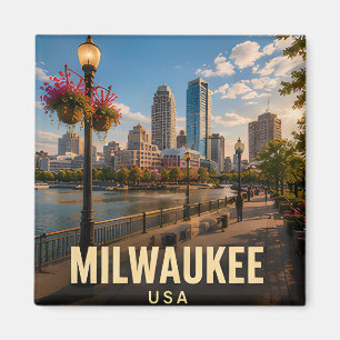 Imán Regalo de viaje al puerto de Milwaukee Wisconsin