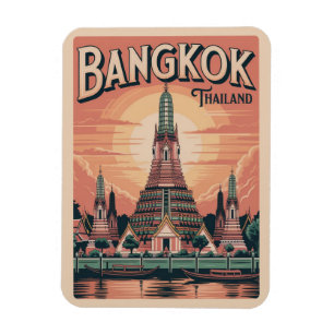 Imán Regalo de viaje Bangkok retro ciudad Wat Aru Taila