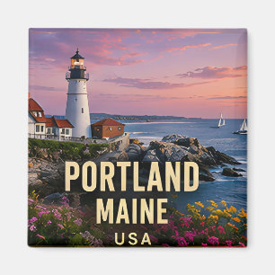 Imán Regalo de viaje costero del faro de Portland Maine