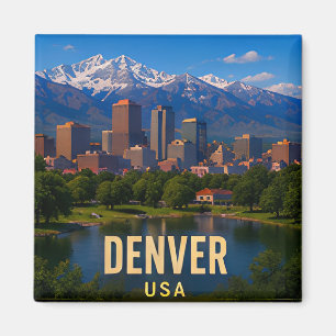 Imán Regalo de viaje de Denver Colorado Montañas Rocosa