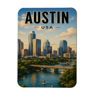 Imán Regalo de viaje de la silueta de Austin Texas
