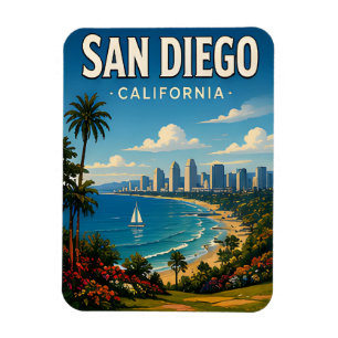 Imán Regalo de viaje del puerto y horizonte costero de 