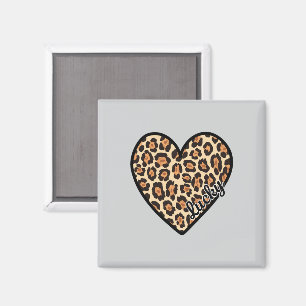 Imán Regalo del Día de San Valentín corazón de leopardo