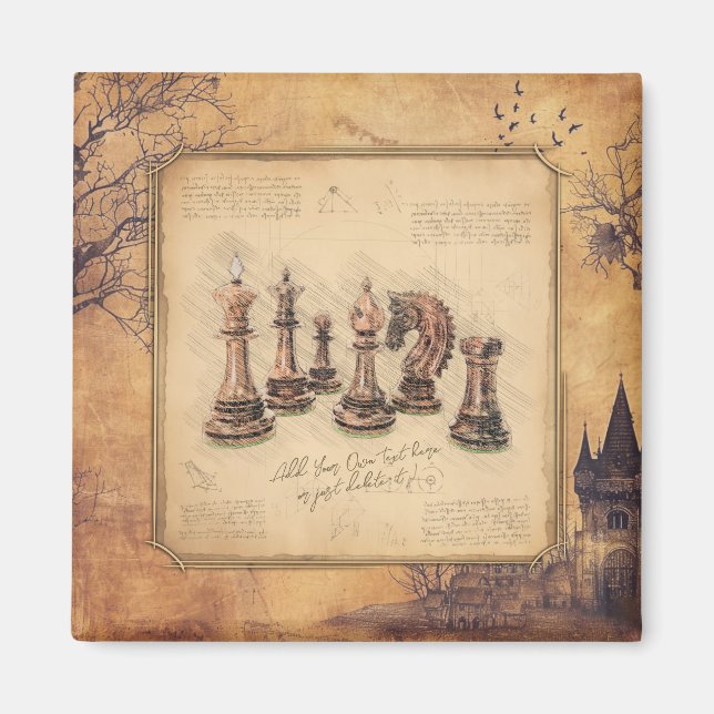 Imán Regalo del jugador de arte de piezas de ajedrez an (Frente)