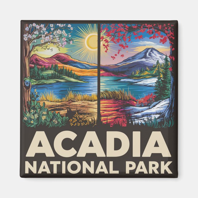 Imán Regalo del parque nacional de la Acadia de Primave (Frente)
