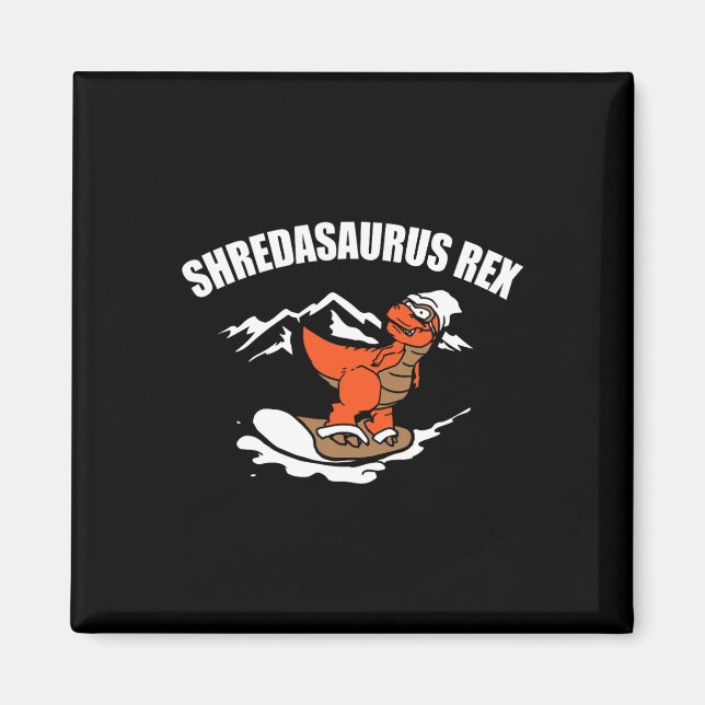 Imán Regalo divertido de dinosaurio haciendo snowboard  (Frente)