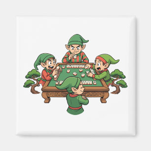 Imán Regalo divertido de Mahjong de Navidad Elfos Juego