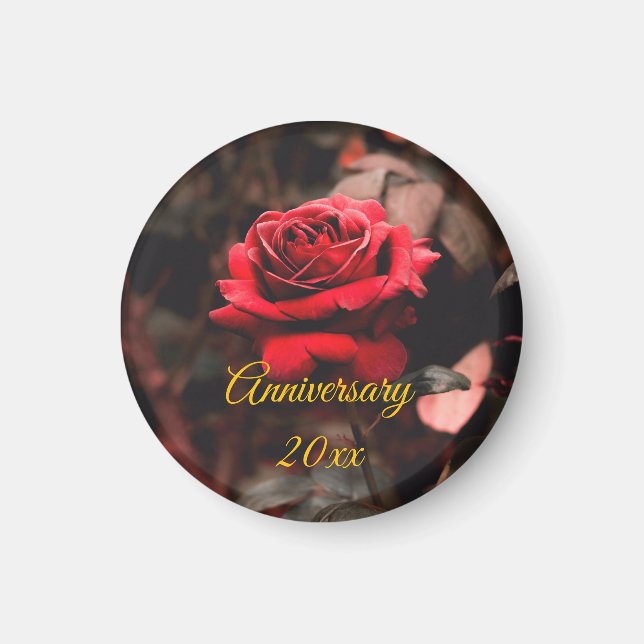Imán Regalo exclusivo Keepsake del Bloom Rosa Rojo Pers (Frente)