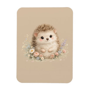 Imán Regalo floral Cottagecore de erizo Kawaii