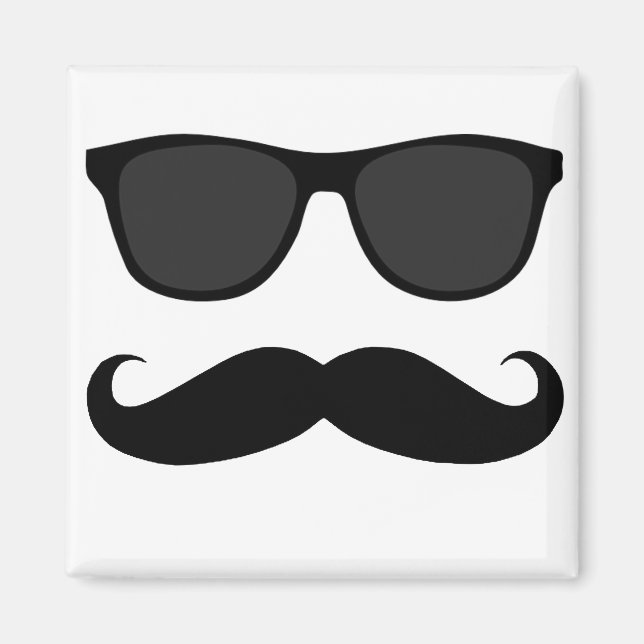 Imán Regalo humorístico de bigote negro y gafas de sol (Frente)