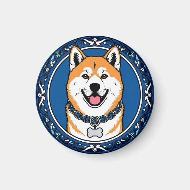 Imán Regalo para amantes de Akita Inu de dibujos animad (Frente)