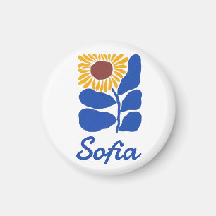 Imán Regalo Personalizado de Floral Retro con Nombre Pe