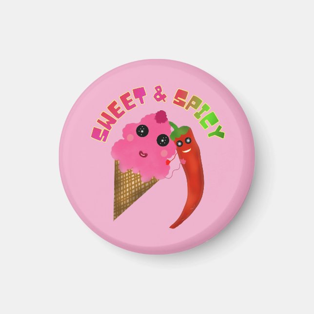 Imán Regalo personalizado Helado y Chile Dulce  (Frente)