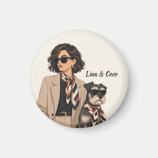 Imán "Regalo personalizado para mamá perruna" "Propieta (Frente)