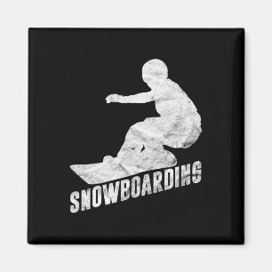 Imán Regalo Retro Snowboard Snowboarder Silhouette Sno
