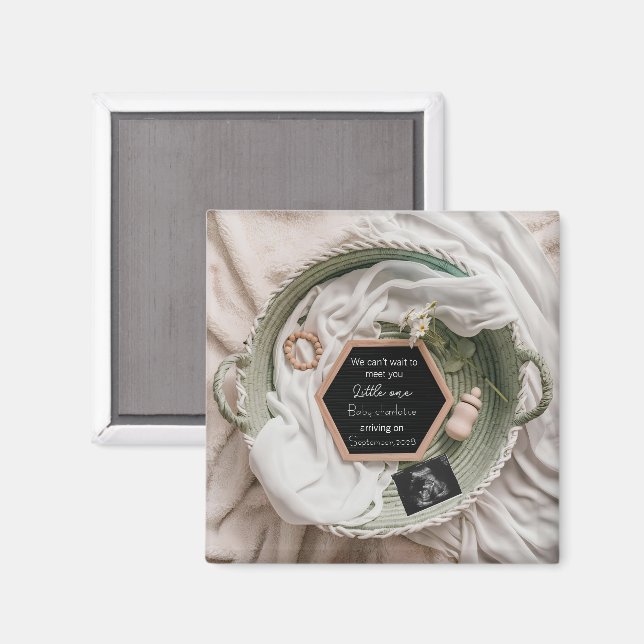 Imán Regalo simple y suave de anuncio de embarazo neutr (Anverso/Reverso)
