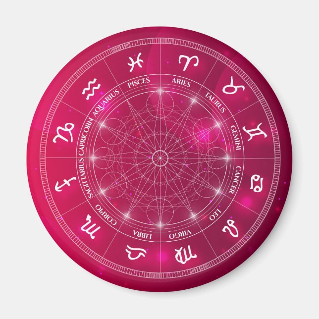 Imán Regalo zodiaco de rueda moderna de astrología (Frente)