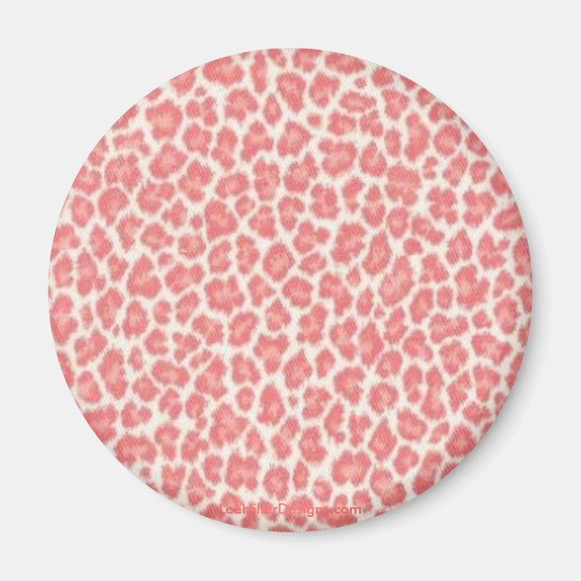 Imán Regalos con estampado de leopardo rosa y crema (Frente)