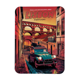 Imán Regalos con estilo de cómics vintage de Lisboa Por