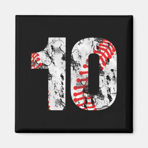 Imán Regalos de 10 años número 10 de béisbol décimo cum
