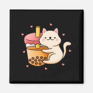 Imán Regalos de Anime Kawaii Cat Boba Bubble Tea Merch