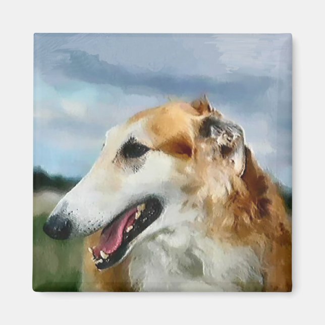 Imán Regalos de arte de Borzoi (Frente)
