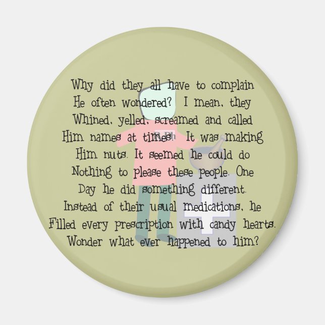 Imán Regalos de arte de historias farmacéuticas "Candy  (Frente)