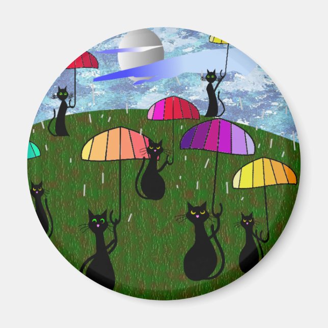 Imán Regalos de arte de los amantes del gato negro (Frente)