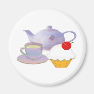 Imán Regalos de arte de quequitos de té y cerezo