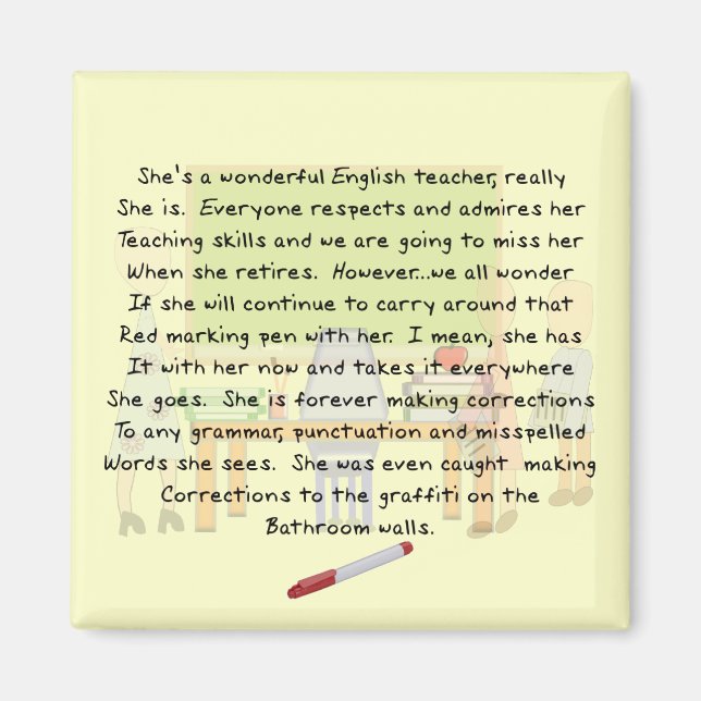 Imán Regalos de arte en inglés para profesores jubilado (Frente)