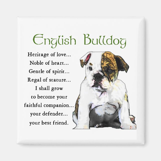 Imán Regalos de Bulldog en inglés (Frente)