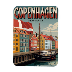 Imán Regalos de casas coloridas de Copenhague vintage