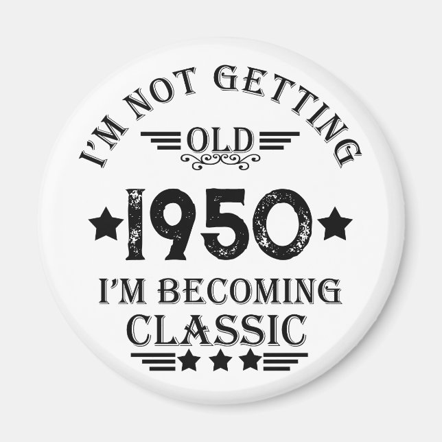 Imán Regalos de cumpleaños vintage personalizados negro (Frente)