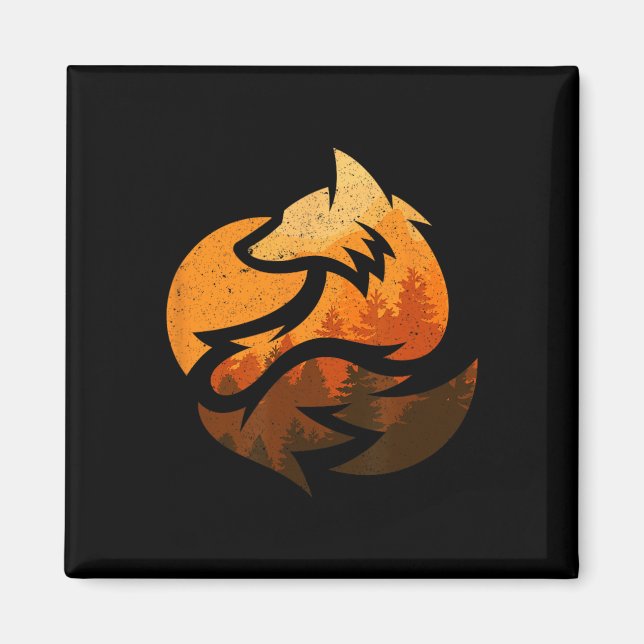 Imán Regalos de diseño animal de Fox con caza de árbole (Frente)