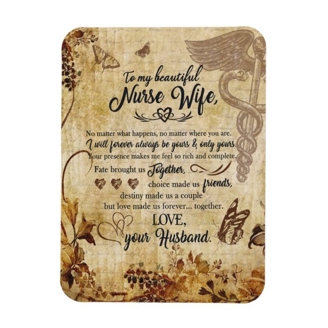 Imán Regalos de esposa enfermera | Carta a mi bella esp (Vertical)