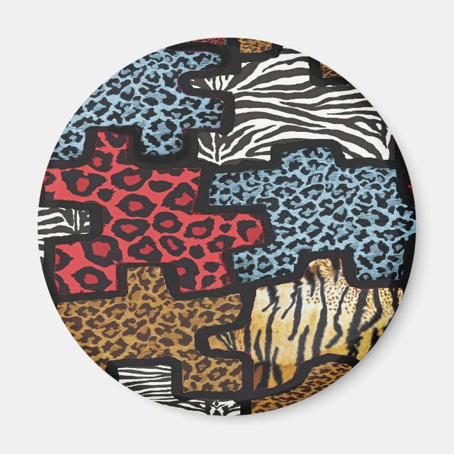 Imán Regalos de estampado de rompecabezas de leopardo d (Frente)