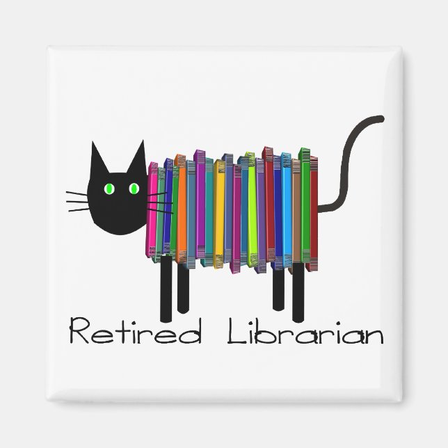 Imán Regalos de gatos de libros bibliotecarios retirado (Frente)