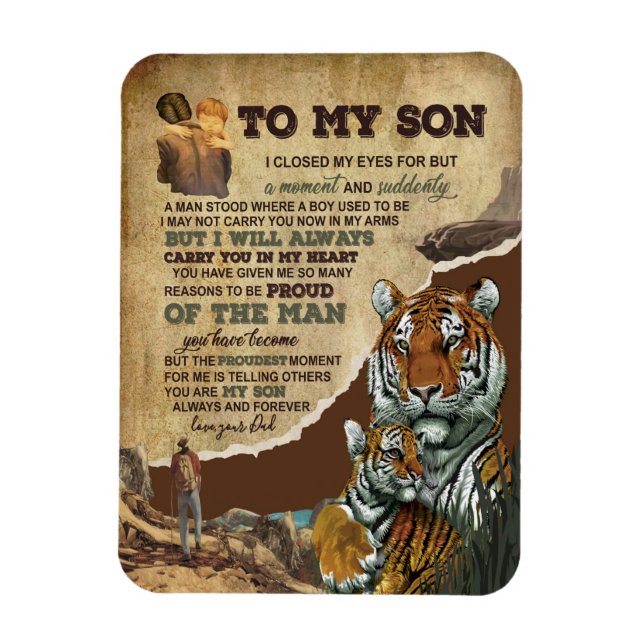 Imán Regalos de hijos | Carta A Mi Hijo Amor De Papá (Vertical)