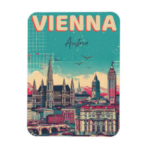 Imán Regalos de la ciudad retro Viena Austria panorama