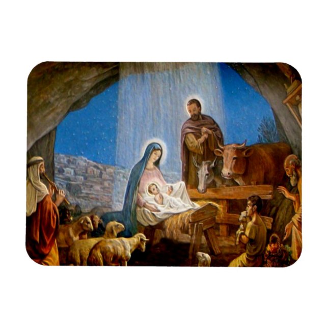 Imán Regalos de la escena de la Natividad para Navidade (Horizontal)