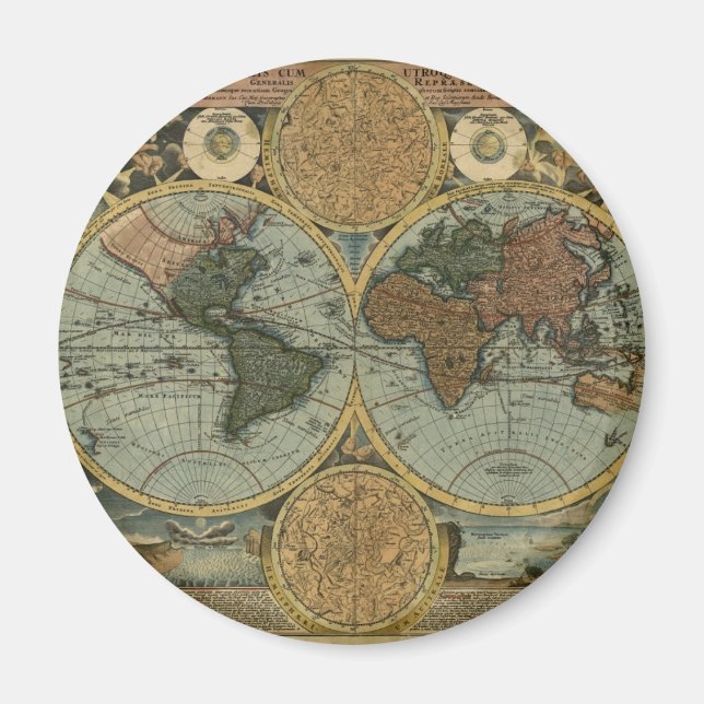 Imán Regalos de mapas del mundo antiguo (Frente)