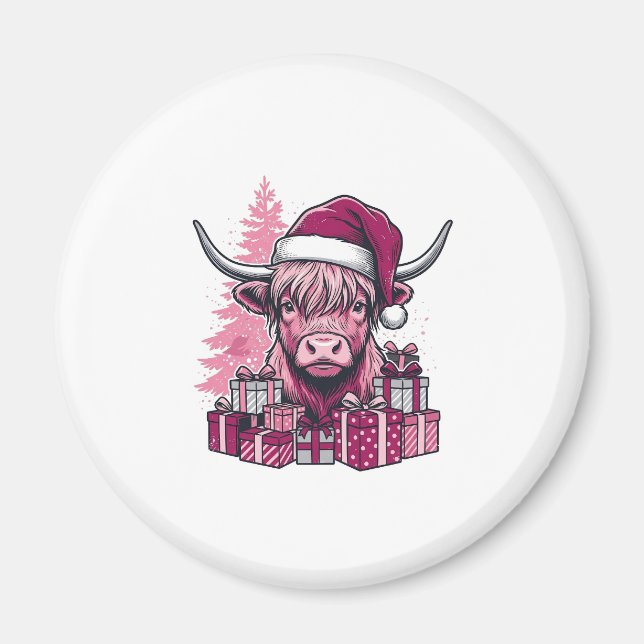 Imán Regalos de Navidad de Vaca de las Tierras Altas Ro (Frente)