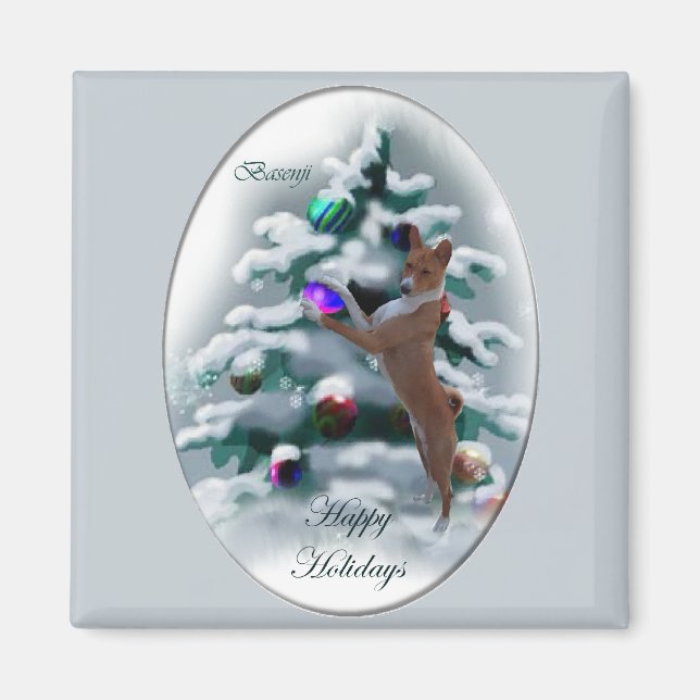 Imán Regalos de Navidades de Basenji (Frente)